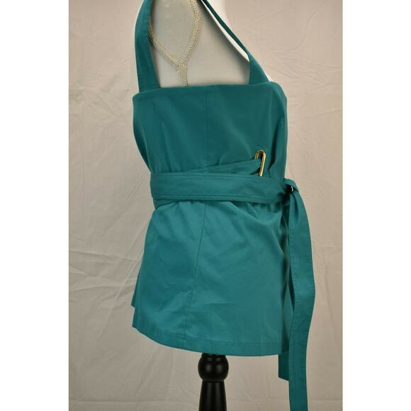 NWT GUCCI TURQUOISE COTTON STRAPPY BELTED SLEEVELESS ZIP DRESS TOP IT 40 / US S - Picture 4 of 12